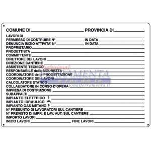 CARTELLO IN POLIONDA CM.68X48 PER CANTIERI CONCESSIONE EDILIZIA